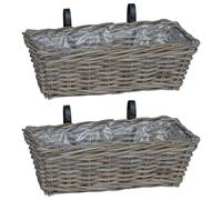 vidaXL Panier à jardinière Suspendu 2 pcs Gris 48 x 22 x 15 cm, Cache-Pot pour Balcon, Panier tressé Tendance, déco intérieure écolo, Affichage de Jardin rectangulaire
