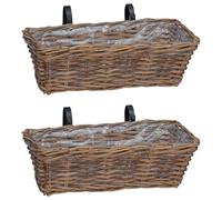 Vidaxl Panier À Jardinière Suspendu 2 Pcs Marron 48 X 22 X 15 Cm