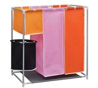 vidaXL Panier à linge à 3 sections avec un bac de lavage