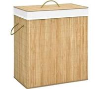 vidaXL Panier à linge avec 2 sections bambou 100 L 320740 Marron G
