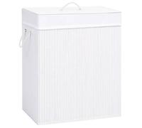 vidaXL Panier à linge avec 2 sections bambou blanc 100 L 320744