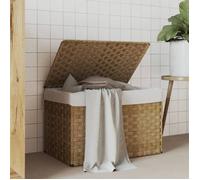 vidaXL Panier à Linge avec Couvercle, Corbeille à Linge avec Poignée, Bac à Linge avec Sac, Organisateur de Salle de Bain, Résine Tressée