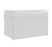 vidaXL Panier à Linge avec Couvercle, Corbeille à Linge avec Poignée, Bac à Linge avec Sac, Organisateur de Salle de Bain, Blanc Résine Tressée