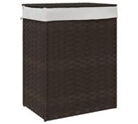 Wasmand met deksel 46x33x60 cm poly rattan donkerbruin372030