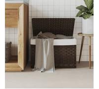 vidaXL Panier à linge avec couvercle en résine tressée marron foncé