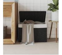 vidaXL Panier à linge avec couvercle noir 55,5x35x34 cm résine tressée 372052