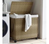vidaXL Panier à linge avec roulettes 60x35x60,5 cm résine tressée 372039