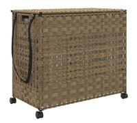 vidaXL Panier à linge avec roulettes, poignée et sac – Résine tressée