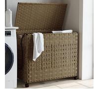 vidaXL Panier à linge avec roulettes, poignée et sac – Résine tressée