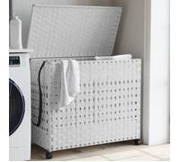 vidaXL Panier à linge avec roulettes 66x35x60 cm résine tressée Blanc 372048