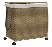 Panier à Linge avec Roulettes Corbeille Salle de Bain Résine Tressée vidaXL