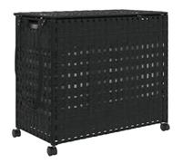 vidaXL Panier à linge avec roulettes noir 66x35x60 cm résine tressée