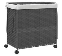 vidaXL Panier à linge avec roulettes gris 60x35x60,5 cm résine tressée 372041