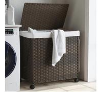 vidaXL Panier à linge avec roulettes marron foncé 60x35x60,5 cm 372040