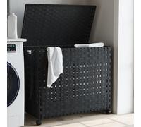 vidaXL Panier à linge avec roulettes noir 66x35x60 cm résine tressée