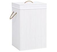vidaXL Panier à linge avec une seule section bambou blanc 320751
