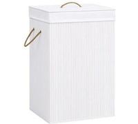 vidaXL Panier à linge avec une seule section bambou blanc 320751