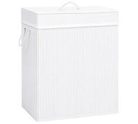 vidaXL Panier à linge avec une seule section Bambou blanc 83 L