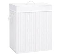 vidaXL Panier à linge avec une seule section Bambou blanc 83 L