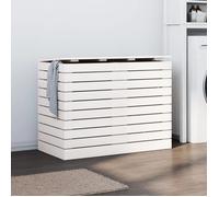 vidaXL Panier à linge blanc 88,5x44x66 cm bois massif de pin Multicolore