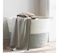 Panier à Linge Corbeille Rangement Salle de Bain Marron et Blanc Coton vidaXL