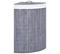 vidaXL Panier à linge d'angle Bambou Gris 60 L