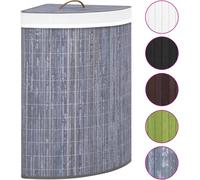 vidaXL Panier à linge d'angle en bambou gris 60 L
