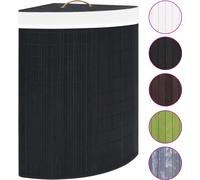 vidaXL Panier à linge d'angle en bambou noir 60 L