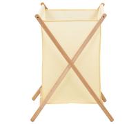 vidaXL Panier à linge en bois de cèdre et tissu beige 42x41x64 cm