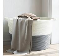 vidaXL Panier à linge gris et blanc Ø60x36 cm coton Multicolore