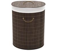 vidaXL Panier à linge ovale Bambou Marron foncé