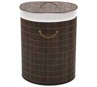 vidaXL Panier à linge ovale Bambou Marron foncé Marron