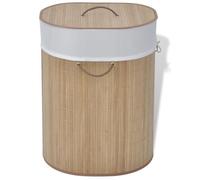 vidaXL Panier à linge ovale – Bambou naturel