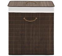 vidaXL Panier à Linge Rectangulaire Bambou Marron Foncé Corbeille à Linge