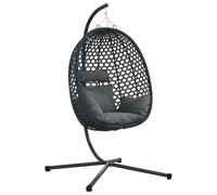 vidaXL Panier de Chaise ?uf Suspendue avec Support Anthracite Poly Rattan