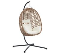 Vidaxl Panier De Chaise ?uf Suspendue Avec Support En Café Poly Rattan