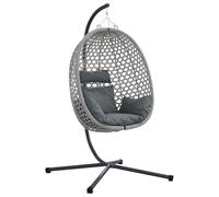 vidaXL Panier de Chaise ?uf Suspendue avec Support Gris Osier