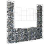 vidaXL Panier de gabion en forme de U en fer avec 2 poteaux 140x20x150 cm Argenté