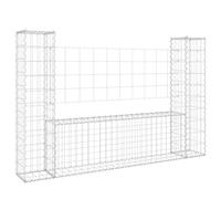 Vidaxl Panier De Gabion En Forme De U Avec 2 Poteaux Fer 140x20x100 Cm