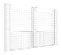 Vidaxl Panier De Gabion En Forme De U Avec 3 Poteaux Fer 260x20x200 Cm