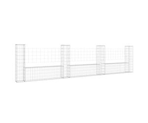 vidaXL Panier de gabion en forme de U avec 4 poteaux Fer 380x20x100 cm