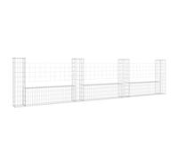 vidaXL Panier de Gabion en Forme de U avec 4 Poteaux Mur de Soutènement Barrière de Jardin Patio Projets de Jardinage Extérieur Fer 380x20x100 cm