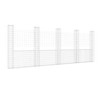 vidaXL Panier de Gabion en Forme de U avec 5 Poteaux Barrière de Jardin Clôture en Mur de Panier Décoration Extérieur Fer 151292