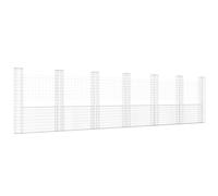 Vidaxl Panier De Gabion En Forme De U Avec 7 Poteaux Fer 740x20x200 Cm