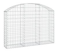 vidaXL Panier de Gabions Arqué Cage à Gabion Mur de Gabion Panier à Pierre Gabion pour Pierre Jardin Patio Extérieur 150x30x100/120 cm Fer Galvanisé