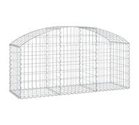 vidaXL Panier de Gabions Arqué Cage à Gabion Mur de Gabion Panier à Pierre Gabion pour Pierre Jardin Patio Extérieur 150x50x60/80 cm Fer Galvanisé