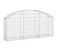 vidaXL Panier de Gabions Arqué Cage à Gabion Mur de Gabion Panier à Pierre Gabion pour Pierre Jardin Patio Extérieur 150x30x60/80 cm Fer Galvanisé