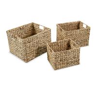 Panier de rangement - vidaXL - 3 pcs - Jacinthe d'eau - Métal - Beige