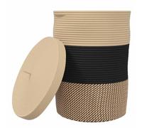 vidaXL Panier de rangement avec couvercle 37x50 cm Noir et beige Coton et polyester Design moderne