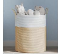 vidaXL Panier de rangement beige et blanc Ø38x46 cm coton